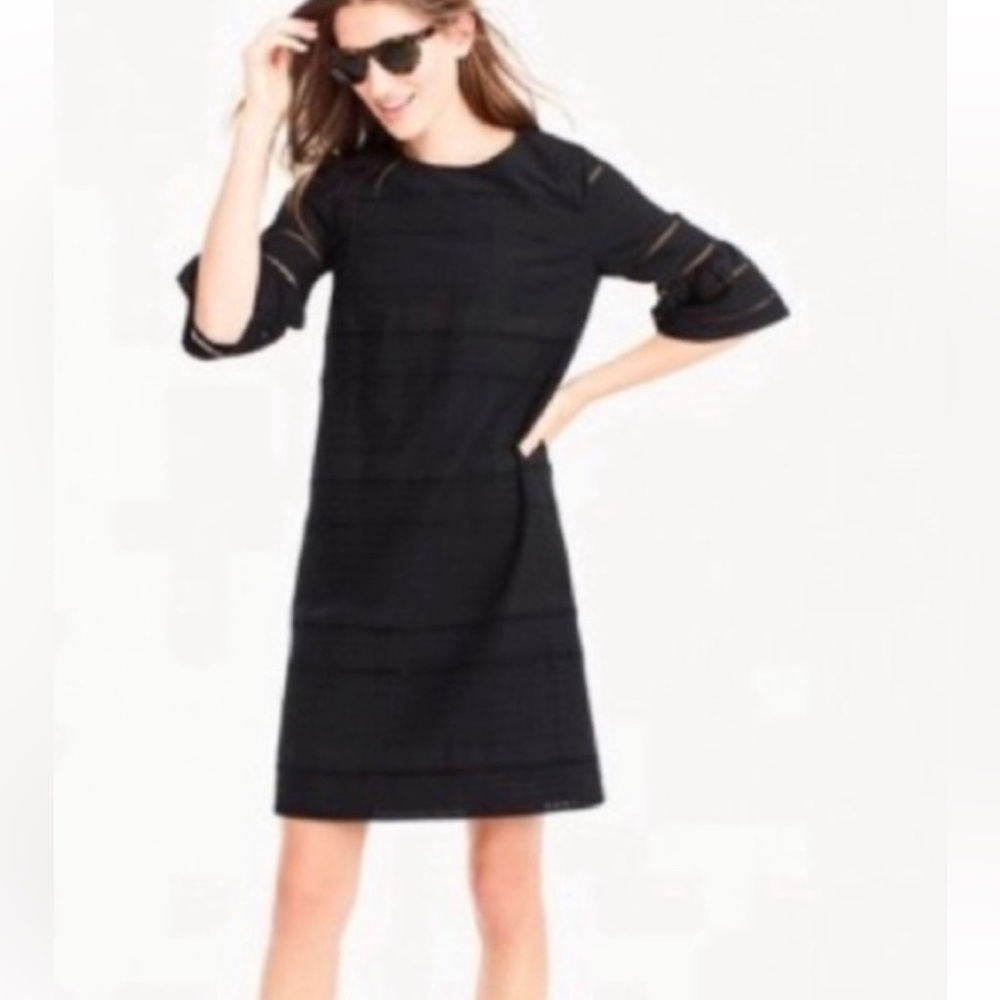 J Crew eyelet cotton petite dress with flutter short sleeves